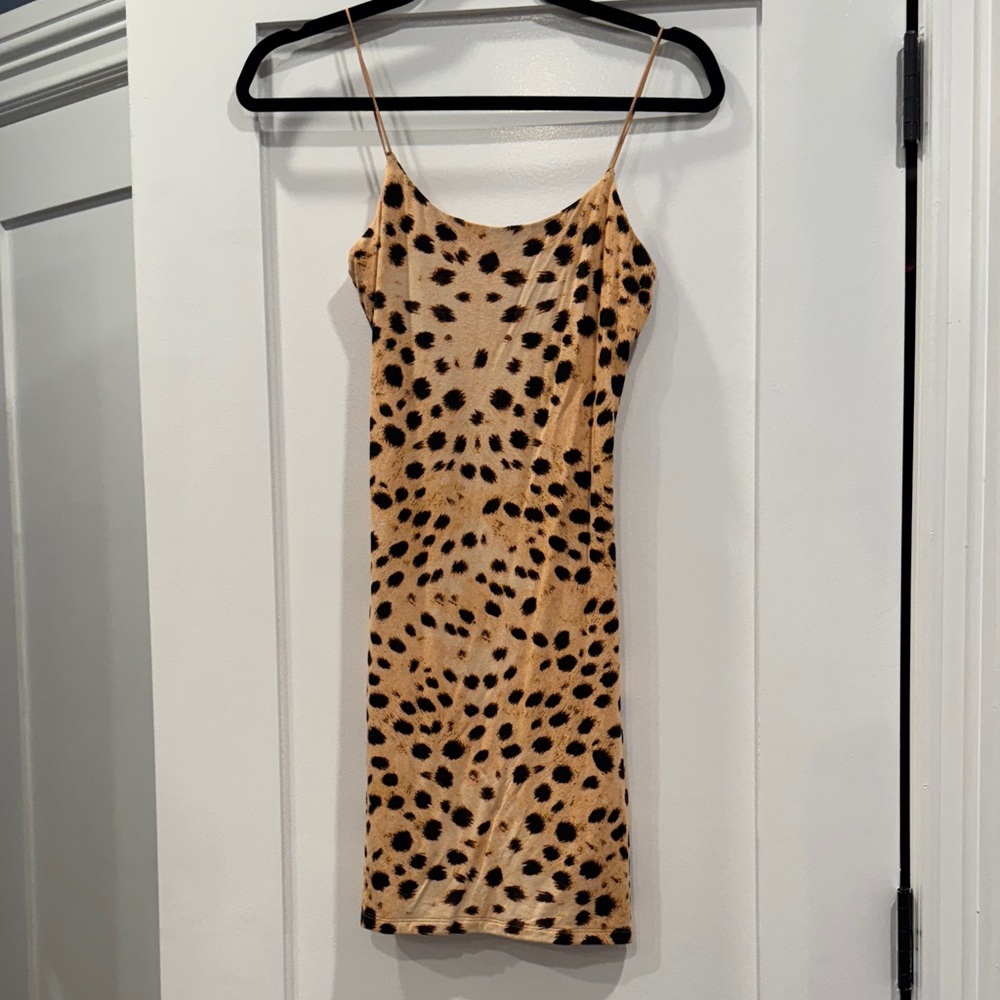 Wilfred Tan and Black Spotted Mini Dress